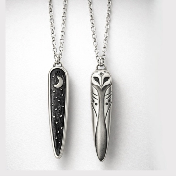 TERRA GEMMS Studio Series Nightwatch Owl Silver Pendant Necklace - Picture 2 of 3